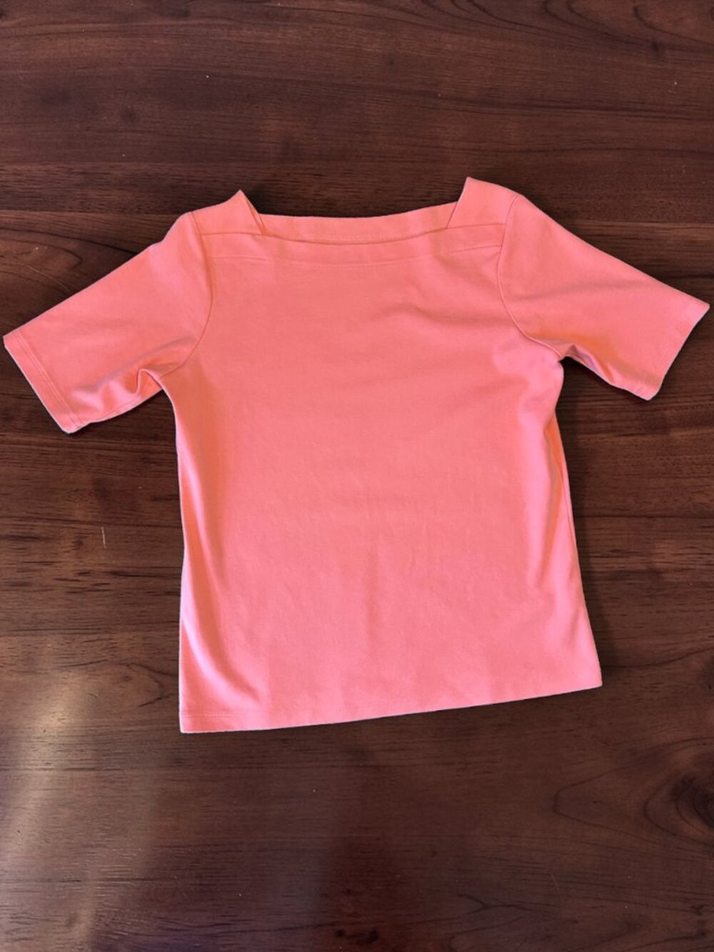 L. L. Bean coral pink square neck top